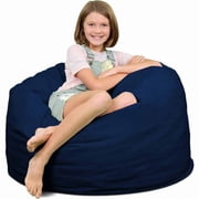 Ultimate Sack 3000 3-Foot Bean Bag Chair Oversized Foam Lounger, Navy Suede Cover