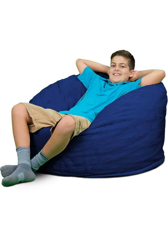 Ultimate Sack 3000 (3 ft.) Bean Bag Chair in multiple colors: Giant Foam-Filled Furniture - Machine Washable Covers, Double Stitched Seams, Durable Inner Liner. (3000, Electric Blue Suede)