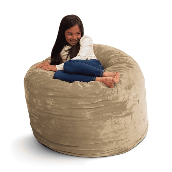 Ultimate Sack 3000 3-Foot Bean Bag Chair, Oversized Foam Lounger, Camel Fur Cover