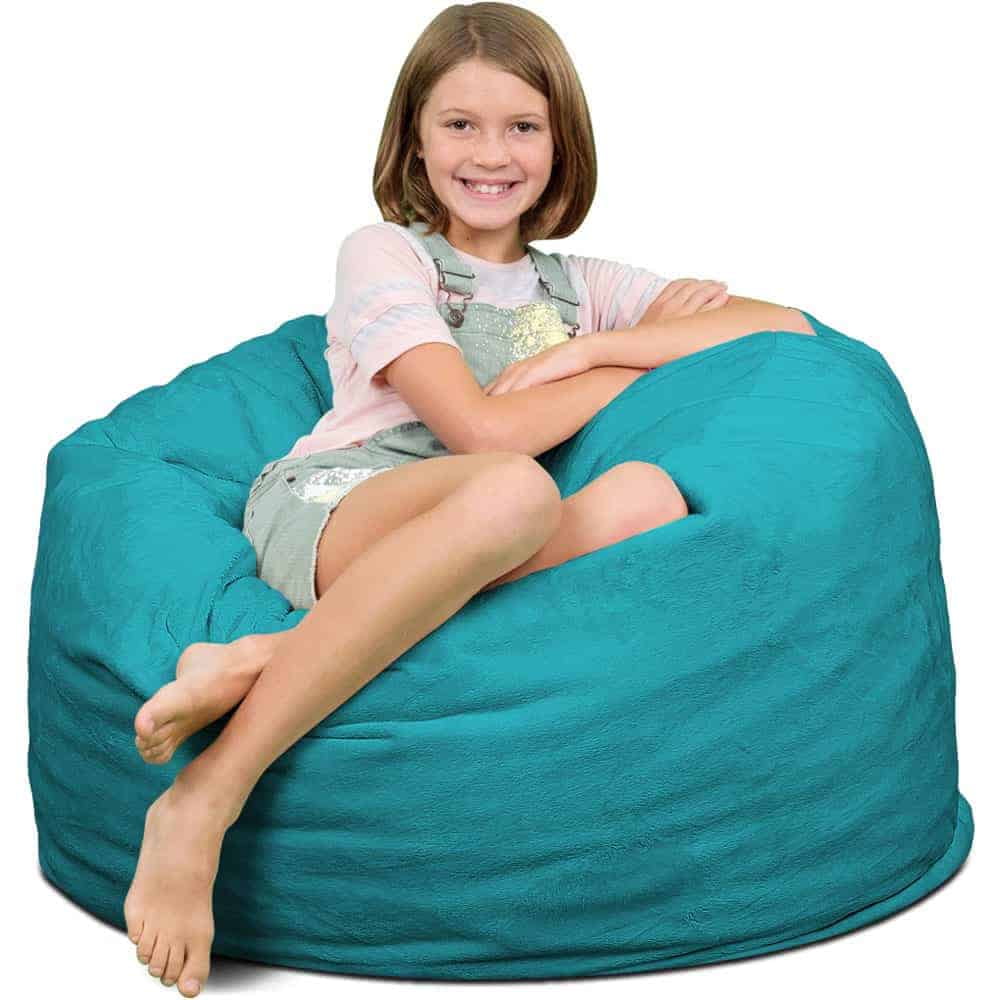 N&V Medium Bean Bag Chair, Adult Size Bean Bag Sack, Foam Filling, Includes  Removable and Machine Washable Cover, 37in, Soft Faux Fur (Blue), Welcome  to consult 