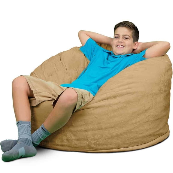 Ultimate Sack 3000 3-Foot Bean Bag Chair Oversized Foam Lounger, Camel Suede Cover