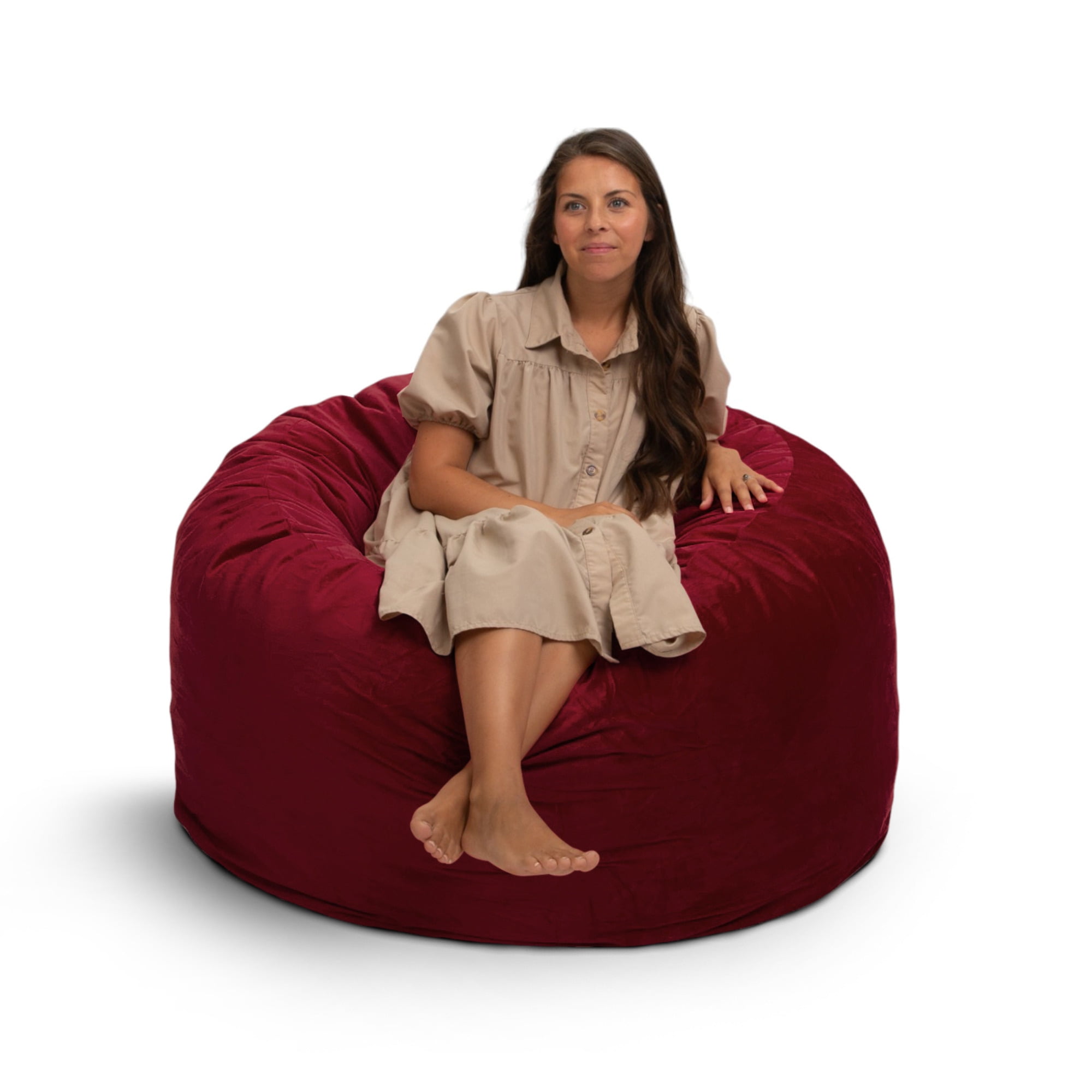 Ultimate Sack 4000 (4 ft.) Bean Bag Chair in multiple colors: Giant Foam-Filled Furniture - Machine Washable Covers, Double Stitched Seams, Durable Inner Liner. (4000, Burgundy Suede)