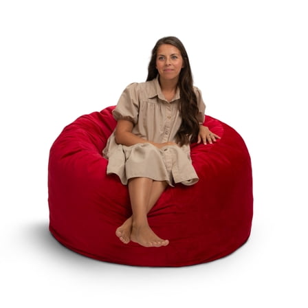 Ultimate Sack 4000 (4 ft.) Bean Bag Chair in multiple colors: Giant Foam-Filled Furniture - Machine Washable Covers, Double Stitched Seams, Durable Inner Liner. (4000, Red Suede)