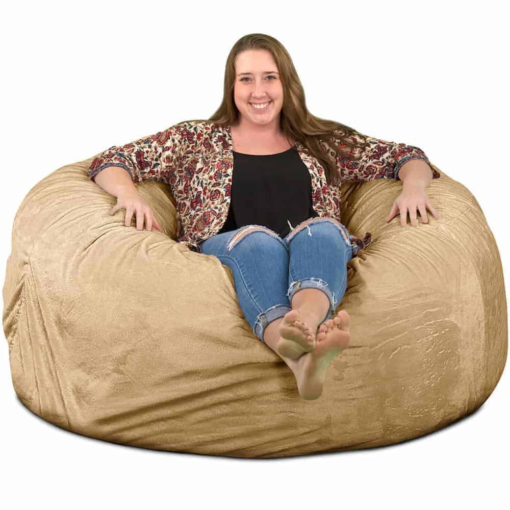 Ultimate Sack 5000 5 ft. Bean Bag Chair in multiple colors Giant Foam Filled Furniture Machine Washable Covers Double Stitched Seams Durable Inner Liner. 5000 Camel Suede Walmart Business Supplies