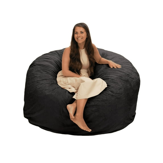 Ultimate Sack 5000 (5 ft.) Bean Bag Chair in multiple colors: Giant Foam-Filled Furniture - Machine Washable Covers, Double Stitched Seams, Durable Inner Liner. (5000, Charcoal Faux Fur)