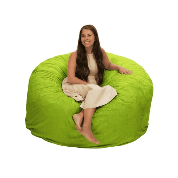 Ultimate Sack 5000 (5 ft.) Bean Bag Chair in multiple colors: Giant Foam-Filled Furniture - Machine Washable Covers, Double Stitched Seams, Durable Inner Liner. (5000, Lime Faux Fur)