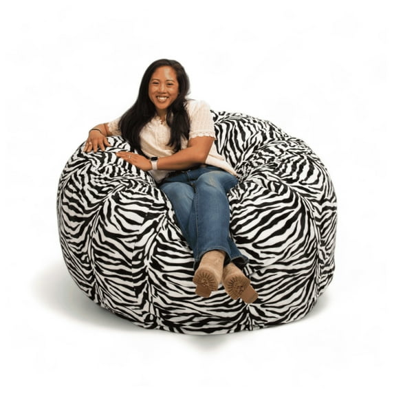 Ultimate Sack 5000 (5 ft.) Bean Bag Chair in multiple colors: Giant Foam-Filled Furniture - Machine Washable Covers, Double Stitched Seams, Durable Inner Liner. (5000, Zebra Faux Fur)
