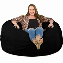 Ultimate Sack 5000 (5 ft.) Bean Bag Chair in multiple colors: Giant Foam-Filled Furniture - Machine Washable Covers, Double Stitched Seams, Durable Inner Liner. (5000, Black Suede)