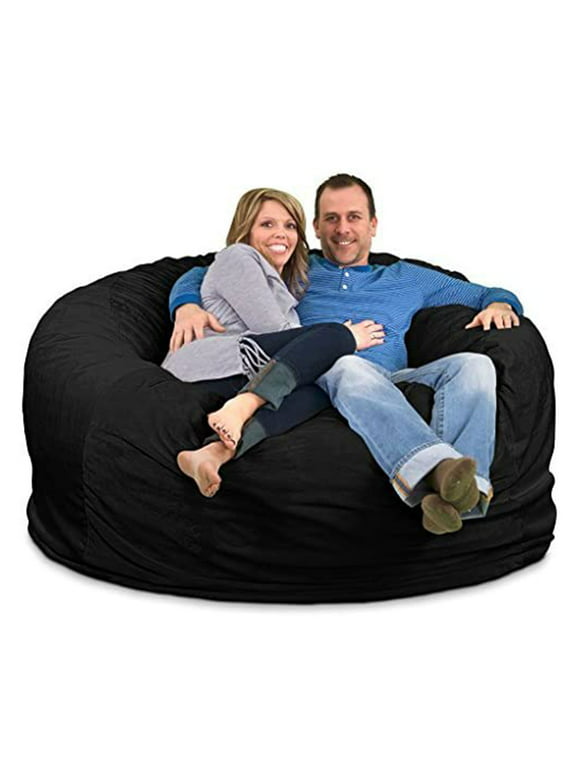 Ultimate Sack 6000 (6 ft.) Bean Bag Chair in multiple colors: Giant Foam-Filled Furniture - Machine Washable Covers, Double Stitched Seams, Durable Inner Liner. (6000, Black Suede)