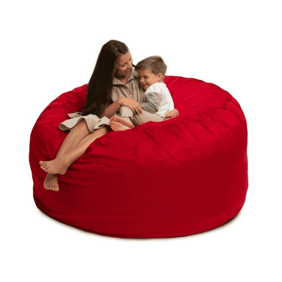 Ultimate Sack 6000 6-Foot Bean Bag Chair Oversized Foam Lounger, Red Suede Cover