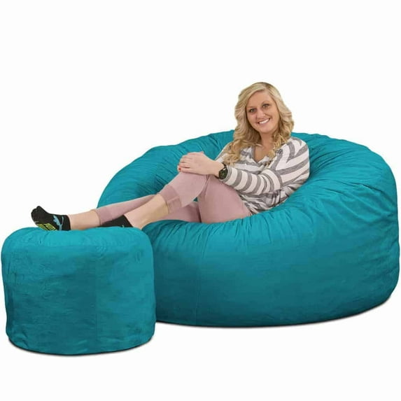 Ultimate Sack Bean Bag Chair w/Foot Stool in Multiple Sizes and Colors: Giant Foam-Filled Furniture - Machine Washable Covers, Double Stitched Seams, Durable Inner Liner.