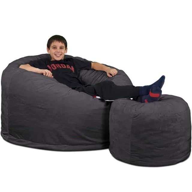 Ultimate Sack Bean Bag Chair w/Foot Stool in Multiple Sizes and Colors