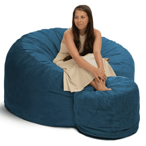 Ultimate Sack Bean Bag Chair w/Foot Stool in Multiple Sizes and Colors: Giant Foam-Filled Furniture - Machine Washable Covers, Double Stitched Seams, Durable Inner Liner.