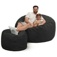 thumbnail image 1 of Ultimate Sack 5000 5-Foot Bean Bag Chair with Footstool Set, Grey Suede Cover, 1 of 6