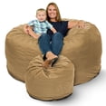 thumbnail image 1 of Ultimate Sack 6ft Bean Bag Chair and Footstool, Oversized Lounger, Camel Suede, 1 of 2