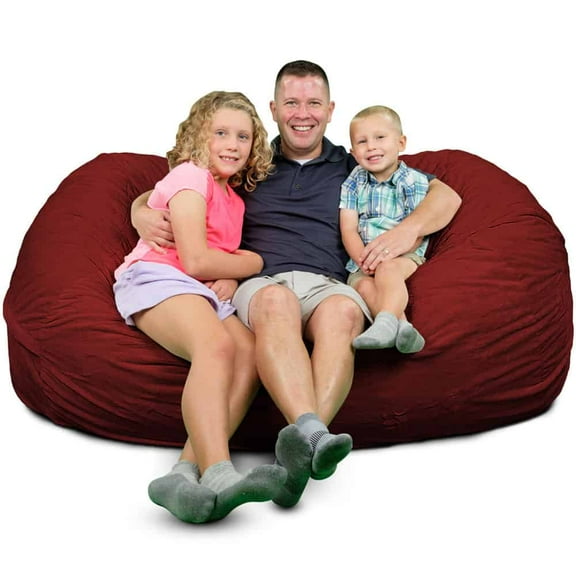 Ultimate Sack Lounger Bean Bag Chair in multiple colors: Giant Foam-Filled Furniture - Machine Washable Covers, Double Stitched Seams, Durable Inner Liner. (Lounger, Burgundy Suede)