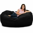 thumbnail image 1 of Ultimate Sack Lounger Bean Bag Chair in multiple colors: Giant Foam-Filled Furniture - Machine Washable Covers, Double Stitched Seams, Durable Inner Liner. (Lounger, Black Fur), 1 of 5