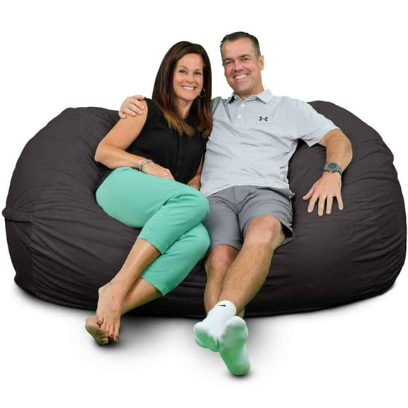 Ultimate Sack Lounger Bean Bag Chair in multiple colors: Giant Foam-Filled Furniture - Machine Washable Covers, Double Stitched Seams, Durable Inner Liner. (Lounger, Grey Suede)
