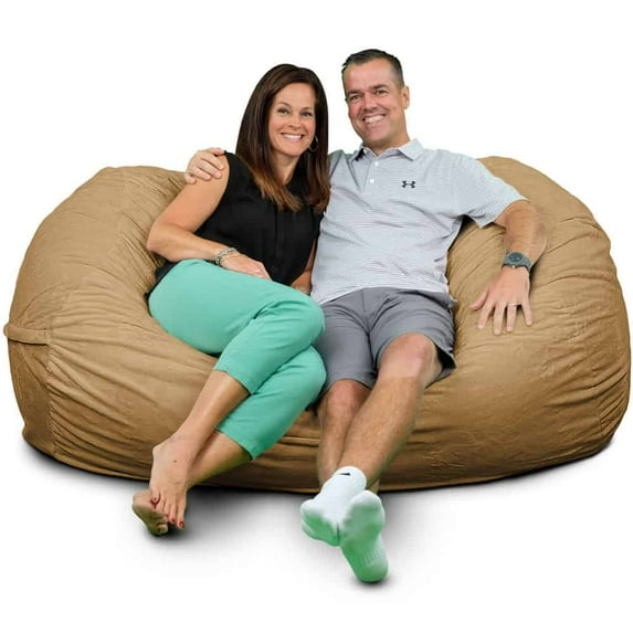 Ultimate Sack Lounger Bean Bag Chair in multiple colors: Giant Foam-Filled Furniture - Machine Washable Covers, Double Stitched Seams, Durable Inner Liner. (Lounger, Camel Fur)