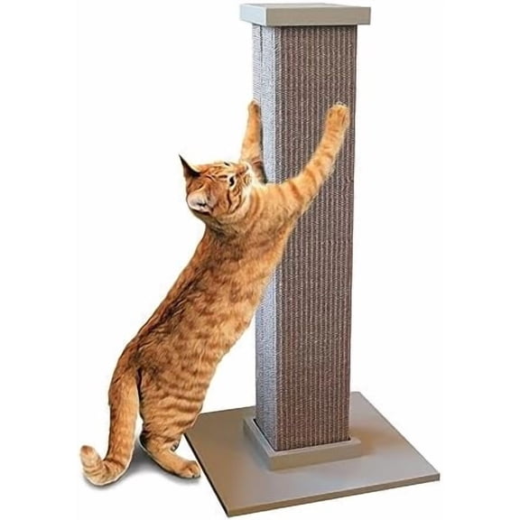 Ultimate Scratching Post – Gray, Large 32 Inch Tower - Sisal Fiber, Simple Design - For All Cats