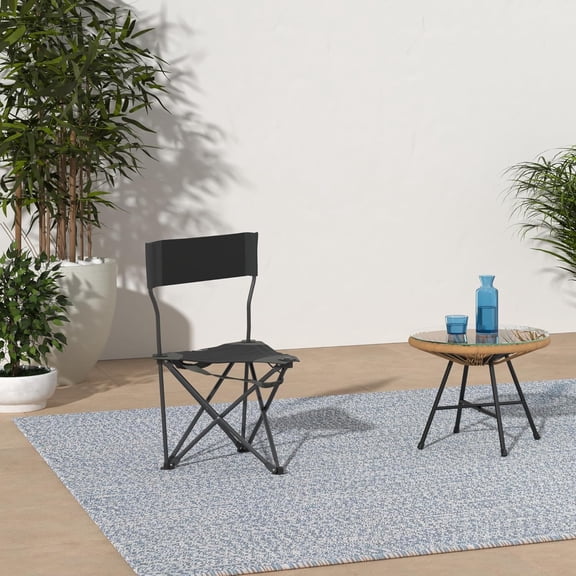 Ultimate Slacker - Quick Folding Tripod Stool with Backrest, Fishing Camping Hiking Chair with Carry Strap, Black