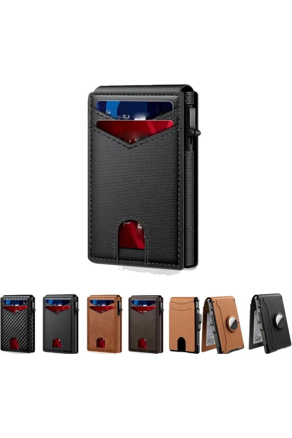 The Ultimate Smart Pop-Up Wallet: Slim, Secure, & Rfid Protected, With Pop up Aluminum Case Money Clip Slim Leather Slots Credit Card Holder Rfid Blocking Bifold Minimalist Wallet (E)