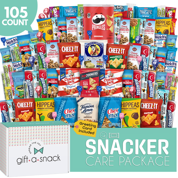 Gift A Snack Ultimate Snack Variety Pack Gift Box (105 Count) Chips, Cookies, Candy, Crackers - Snack Box Gift Basket