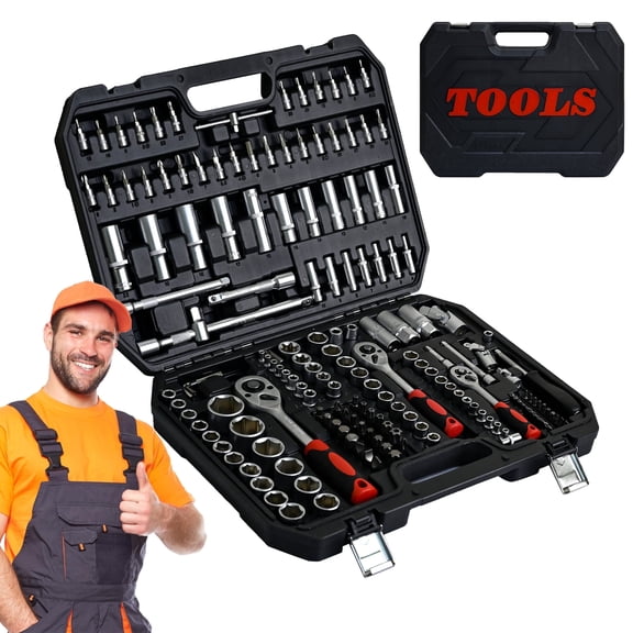 NIGSQJB Ultimate Sockets Set 171pcs, Comprehensive Hand Tool Set Perfect for Home Essentials College Dorm Car Emergency Kit Ideal Apartment Essentials DIY Projects, Men’s Tools Gift