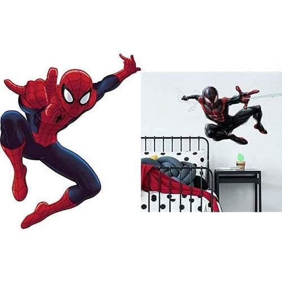 Ultimate Spiderman Peel and Stick RMK4831GM Giant Wall Decal and Spider-Man Miles Morales RMK3921GM Peel and Stick Giant Wall Decals Bundle Set