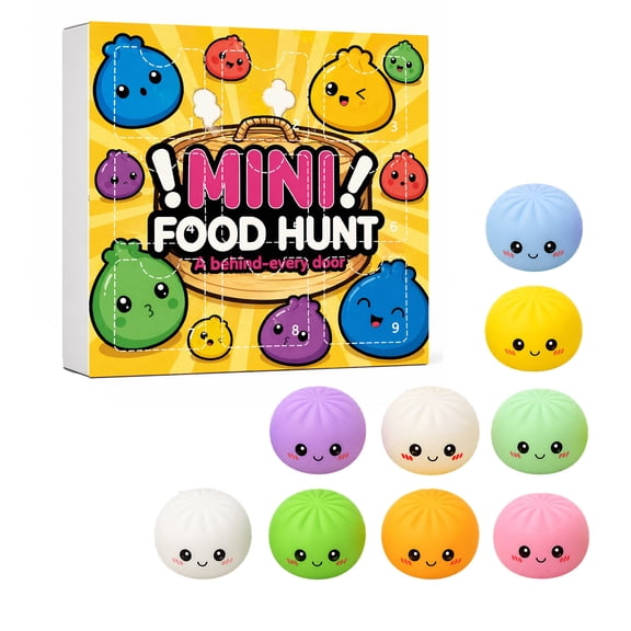 Ultimate Squishy Dumpling Blind Box Calendar, Mystery Dumpling Squeeze Countdown Blind Box, 9 Pack Random Squishy Dumplings