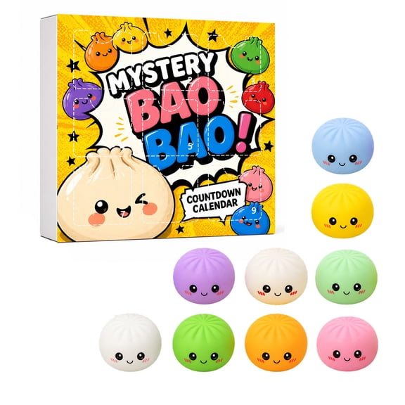 Ultimate Squishy Dumpling Blind Box Calendar, Mystery Dumpling Squeeze Countdown Blind Box, 9 Pack Random Squishy Dumplings