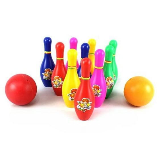 Ultimate Superstar Kid's Children's Standard 12 Piece Toy Bowling Set, Comes with 10 Pins, 2 Bowling Balls