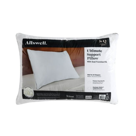 Allswell Ultimate Support Bed Pillow with Dual Function Fill and Removable Cover, Standard/Queen
