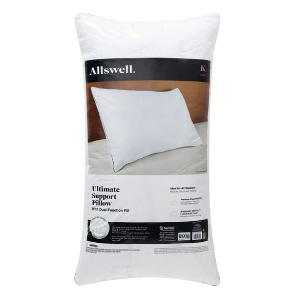 Allswell Ultimate Support Bed Pillow with Dual Function Fill and Removable Cover, King