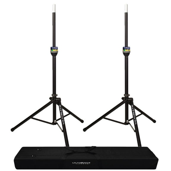 Ultimate Support TS-90B Aluminum Speaker Stands & Transport Case Package