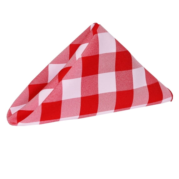 Ultimate Textile (1 Dozen) 20 x 20-Inch Polyester Checkered Cloth Dinner Napkins Red and White
