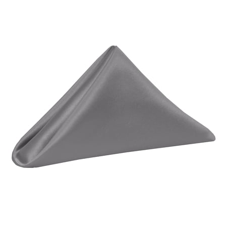Ultimate Textile (1 Dozen) Satin 17 x 17-Inch Napkins Pewter Charcoal Grey