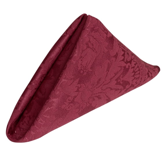 Ultimate Textile (10 Dozen) Saxony 17 x 17-Inch Damask Cloth Napkins- Jacquard Weave Emblem Crest Design, Dark Red