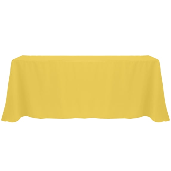 Ultimate Textile (10 Pack) 108 x 132-Inch Rectangular Polyester Linen Tablecloth with Rounded Corners - for Wedding, Restaurant or Banquet use, Goldenrod