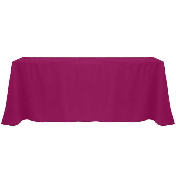 Ultimate Textile (10 Pack) 108 x 156-Inch Rectangular Polyester Linen Tablecloth with Rounded Corners - for Wedding, Restaurant or Banquet use, Raspberry Red