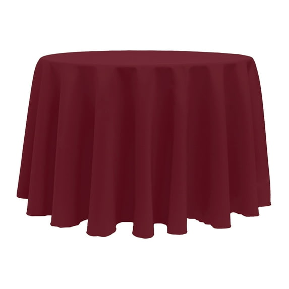 Ultimate Textile (10 Pack) 114-Inch Round Polyester Linen Tablecloth - for Wedding, Restaurant or Banquet use, Ruby Red