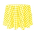 thumbnail image 1 of Ultimate Textile (10 Pack) 120-Inch Round Polyester Gingham Checkered Tablecloth - for Picnic, Outdoor or Indoor Party use, Lemon and White, 1 of 3