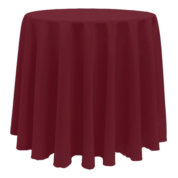 Ultimate Textile (10 Pack) 126-Inch Round Polyester Linen Tablecloth - for Wedding, Restaurant or Banquet use, Ruby Red