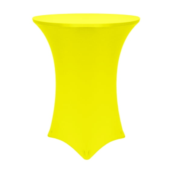 Ultimate Textile (10 Pack) 30-36-Inch Round Cocktail Spandex Fitted Stretch Elastic Tablecloth - for 42" High Tables, Neon Yellow