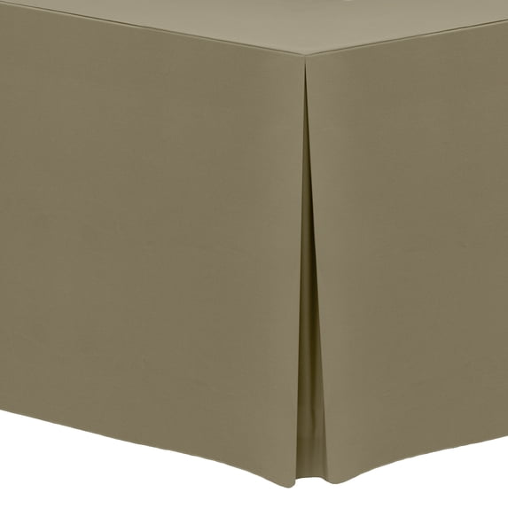 Ultimate Textile (10 Pack) 4 ft. Fitted Polyester Tablecloth - for 30 x 48-Inch Banquet and Folding Rectangular Tables - 42" High, Cafe Khaki