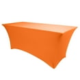 thumbnail image 1 of Ultimate Textile (10 Pack) 4 ft. Fitted Spandex Table Cover - for 18 x 48-Inch Tradeshow, Classroom and Folding Rectangle Tables 36" High, Neon Orange, 1 of 2