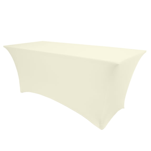Ultimate Textile (10 Pack) 6 ft. Fitted Spandex Table Cover - for 30 x 72-Inch Banquet and Folding Rectangular Tables, Ivory Cream