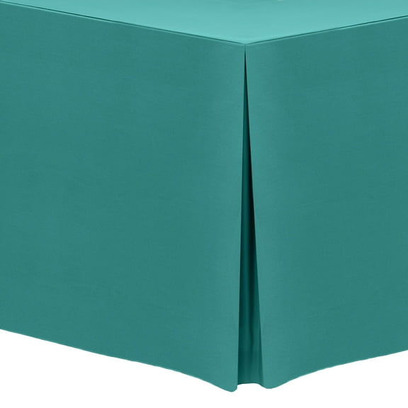 Ultimate Textile (10 Pack) 8 ft. Fitted Polyester Tablecloth - for 18 x 96-Inch Banquet and Folding Rectangular Tables - 42"H, Jade