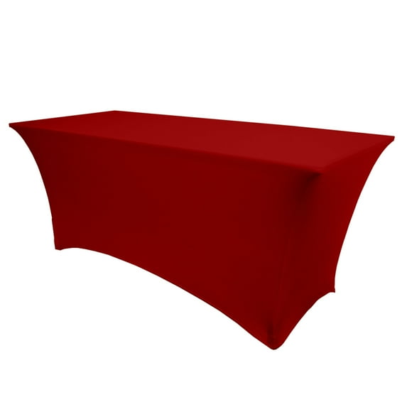 Ultimate Textile (10 Pack) 8 ft. Fitted Spandex Table Cover - for 18 x 96-Inch Tradeshow, Classroom and Folding Rectangle Tables - 42"H, Red