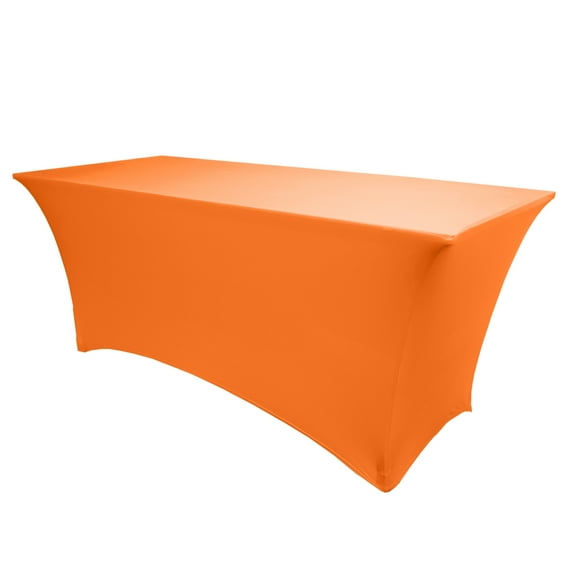 Ultimate Textile (10 Pack) 8 ft. Fitted Spandex Table Cover - for 24 x 96-Inch Banquet and Folding Rectangular Tables, Neon Orange